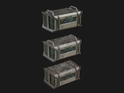SciFi Crate Pack v2 Low-poly 3D model