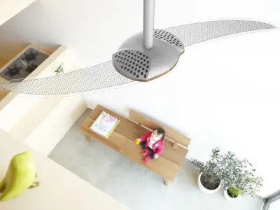 Two Blade Ceiling Fan 3D model