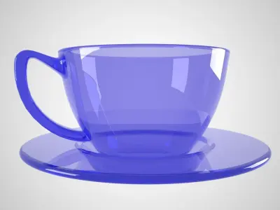 Coffee Cup Clear Glass Light Blue Color 3D model