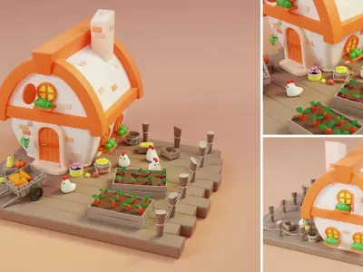 Cartoon Farm Islands Exteriors Low-poly 3D model