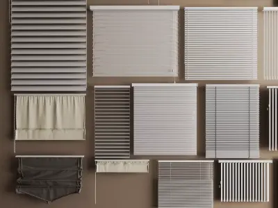Modern Window Blinds Roman Shades Collection 3D Models Low-poly 3D model