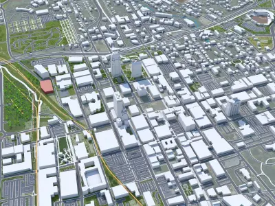 Winston Salem Downtown North Carolina USA Low-poly 3D model