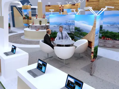 exhibition booth displaying products 3D model