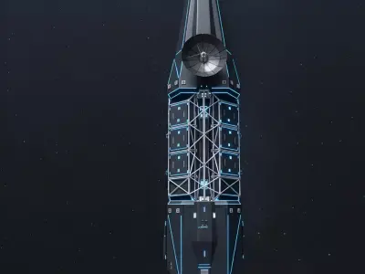 Modular Deep Space Freighter Research Vessel Low-poly 3D model
