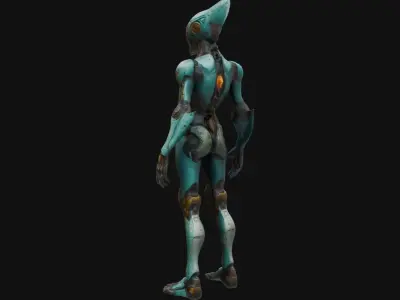 Sci Fi Robot Female Rigged Low-poly 3D model