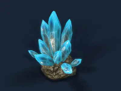 Crystal Blue  Low-poly 3D model