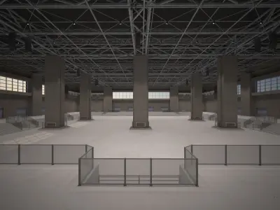 Hall 3D low poly - Multifunctional hall Low-poly 3D model