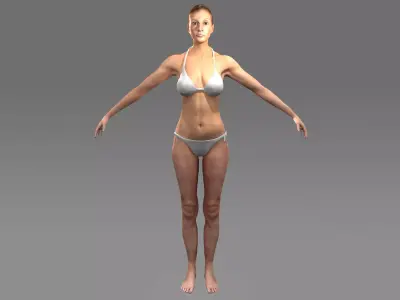Rigged Realistic Female Character with Bikini 3D model
