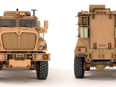  Military Armored Vehicle Sandy Rigged for Cinema 4D 