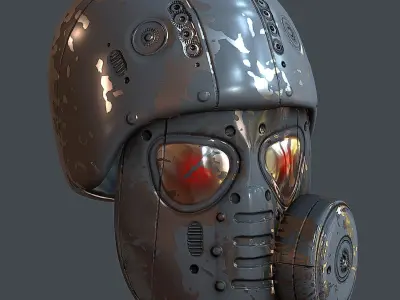 Gas mask helmet 3d model scifi Low-poly Low-poly 3D model 17
