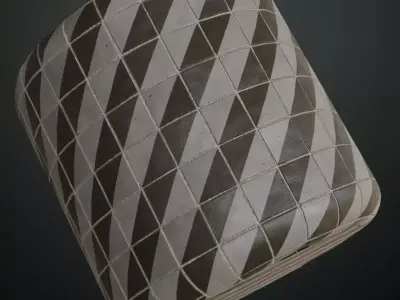 Ornate Gold and Black Damask Ceramic Tiles PBR Seamless Texture