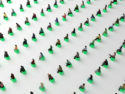  Low Poly Rigged and Animated Sitting People Pack - 200 Pieces 
