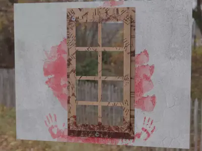 Eerie Realism Pack Blood-Stained Window Concrete Wall 3D Models Low-poly 3D model