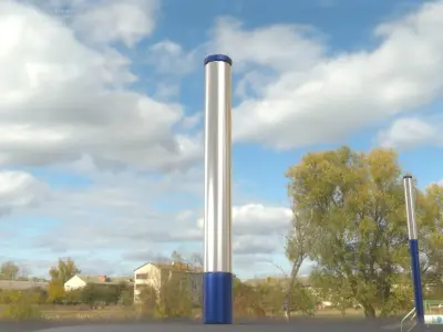 Street Light 10 Blue Low-Poly 180mm Low-poly 3D model