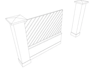 Modular Garden Wall Low-poly 3D model