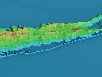 Topographic map of the Long Island and New-York 3D model