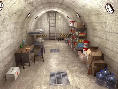 Survival Bunker Low-poly 3D model