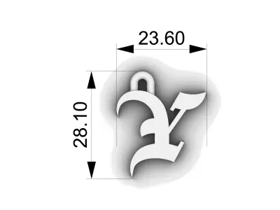Gothic Letter Y Pedant 3D print model