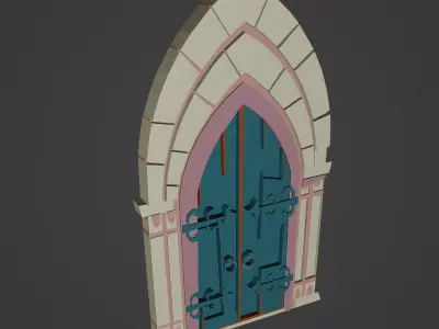 Medieval Door Low-poly 3D model 9