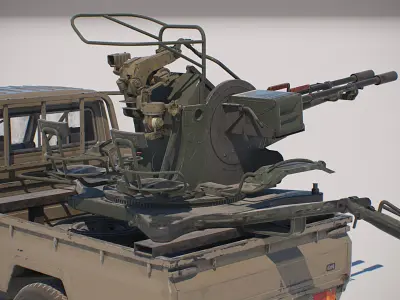  Militant Truck with anti-aircraft autocannon ZU-23 terrorist truck 