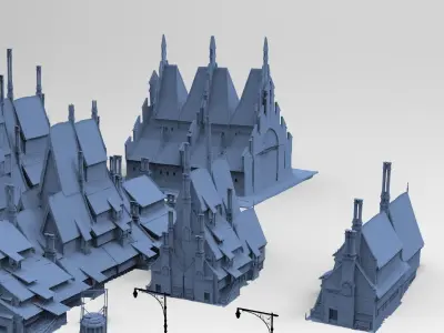 Village horror themed Kit bash  3D model