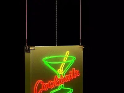 Chinese neon light Low-poly 3D model