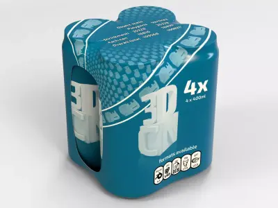 4 pack 400ml Sleek Shinkwrapped Beverage Cans 3D model 3D model