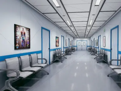 Hospital Corridor Low-poly 3D model