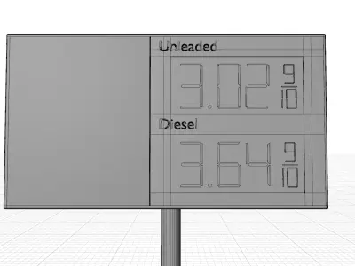 Digital Sign controlled by Shape Keys Gas station sign Free 3D model