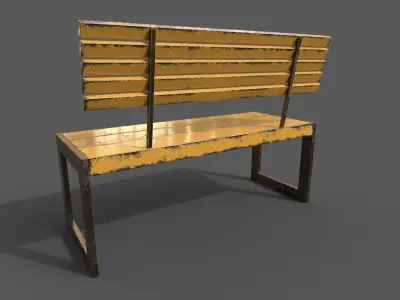 Street Bench Low-poly 3D model