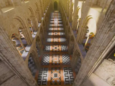 Cathedral Romanesque Nave FLOOR - ONLY  Low-poly 3D model