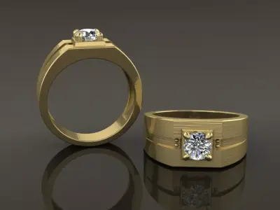 Diamond Signet Ring Band Mix Size STYLE 32  3D print model