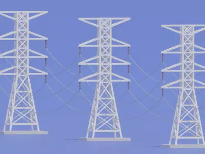 Cartoon Electric Power Tower 3D model
