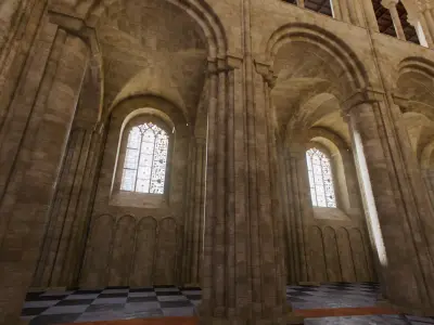 Cathedral Romanesque Nave BOTTOM - ONLY  Low-poly 3D model