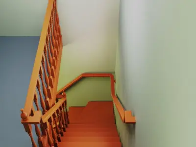 Ladder-L orange staircase 3D model