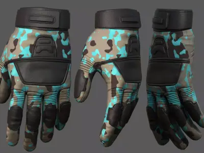 Gloves military combat protection pollution fantasy scifi cloth  Low-poly 3D model