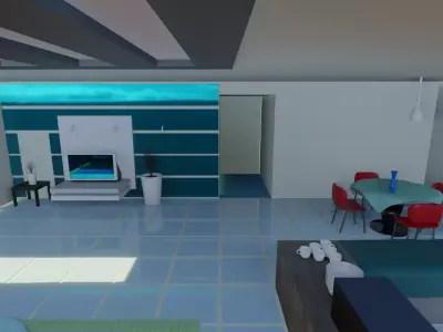 high tech living room  Low-poly 3D model
