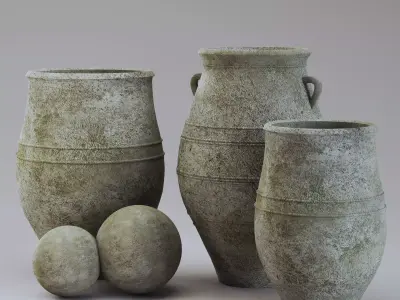 Planter pots collection Low-poly 3D model