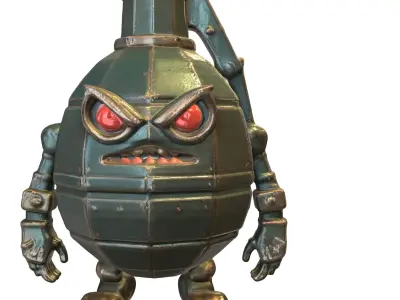 Angry Grenade Bot  Stylized Explosive 3D model