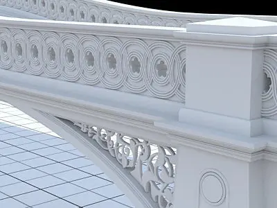 Highly detailed Central Park bow-bridge 3D model