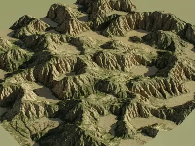 Realistic Valley 3D Terrain Environment PBR Ready Low-poly 3D model