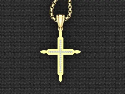 High Cross Pendant Light Gold 18K 3CP097 3D model