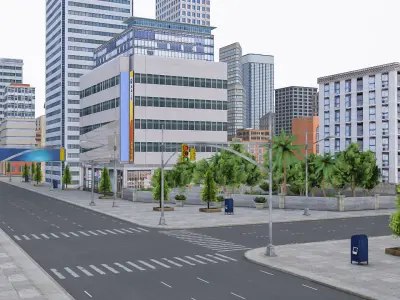 Realistic Modern City for Simulation and  Shooting Games Low-poly 3D model