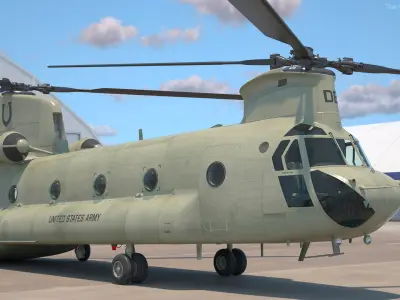  Transport Helicopter CH 47 Chinook with Cargo Rigged 
