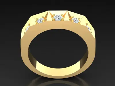 Light Gold Diamond Men Ring 2MR085 3D model