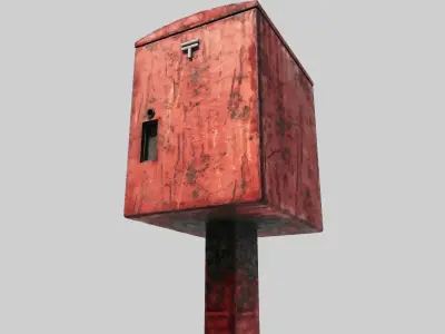 Japanese Rust Postbox Low-poly 3D model