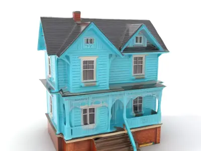Victorian Turquoise House model pack Low-poly 3D model