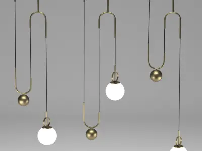 Lamp 1 modern brass pendant light 3D model