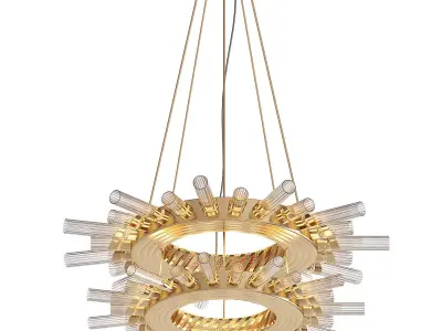 Majestic chandelier made of brass and glass 3D model