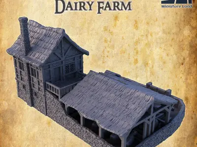 Medieval Dairy Farm Tabletop Terrain 28 MM 3D print model
